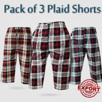 PACK OF 3 PLAID SHORTS FOR MENS